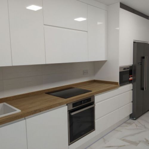 Cocina de estilo rústico con materiales naturales fabricada por Tecnimueble